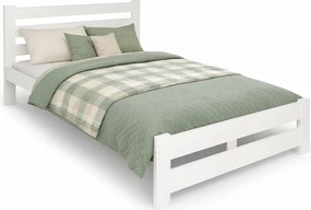 Białe sosnowe podwójne łóżko z zagłówkiem 140x200 L1-H99