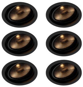 Zestaw 6 nowoczesnych czarnych regulowanych reflektorów wpuszczanych - Coop 111 Honey