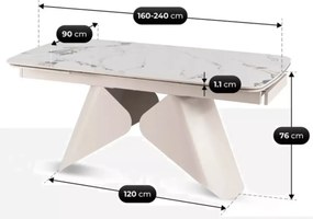 Stół rozkładany ceramiczny Daisy 160–240/90 cm do jadalni, nowoczesny