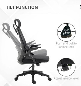 Vinsetto Fotel Biurowy Obrotowy Regulowany z Podparciem Głowy 58x61x119cm Czarny | Aosom PL