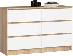 Skandynawska komoda z szufladami dąb sonoma + biały K6-F23