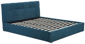 Łóżko ze skrzynią 180 x 200 cm - Tkanina z bukli - Ciemnoturkusowy - MAZIRI