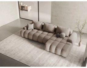 Jasnobrązowy rozkładany/ze schowkiem narożnik (prawostronny/z szezlongiem) Linz – Cosmopolitan Design
