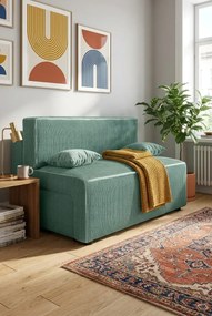 Miętowa tapicerowana sofa rozkładana M1-P69