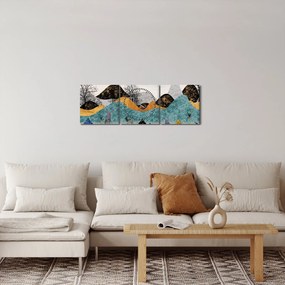 Obraz graficzny z jeleniem (z zegarem) (90x30 cm)