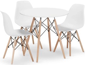 Komplet Stół Biały 80 Cm Z 3 Krzesłami Do Kuchni C4-M78