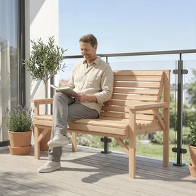 Outsunny 2-osobowa ławka ogrodowa z drewna, ławka z podłokietnikami i oparciem, meble outdoor do balkonu, tarasu, ogrodu | Aosom PL