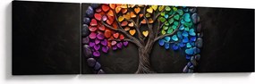 Obraz – Drzewo pełne kolorowych serc (170x50 cm)