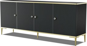 Czarna komoda glamour z lamelami D0-T90