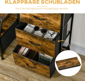 HOMCOM Szafka do przechowywania z szufladami materiałowymi półki MDF metalowa rama brązowa | Aosom PL