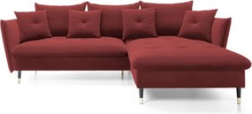Narożnik GLAM Prawostronny z funkcją spania, zestaw z poduszkami wolnostojący tkanina RIVIERA 61 Burgundowy DOMO HOME