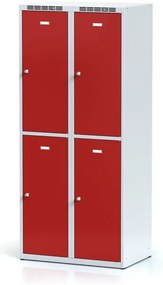 Alfa 3 Szafka skrytkowa S6, 4 schowki, 1800 x 800 x 500 mm, zamek cylindryczny, drzwi czerwone