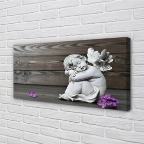 Duży obraz na płótnie Śpiący Anioł w Kwiatach na Deskach