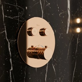 Zestaw natryskowy podtynkowy z termostatem Rea Lungo Diamond Miedziany + BOX