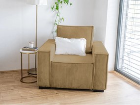 Fotel z podnóżkiem SMART SET, musztardowy