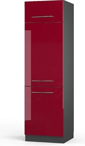 Szafka na lodówkę bordowa czerwień wysoki połysk 60x58.1x206.8 fame-line