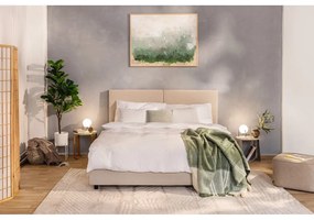 Beżowe tapicerowane łóżko dwuosobowe ze schowkiem z materacem i stelażem 160x200 cm Myra Bold – Bonami Selection