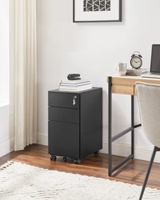 Szafka na Dokumenty Czarna Zamykana, Kontenerek - OFC031B01