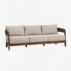 Sofa 3-osobowa Z Drewna Akacjowego Uleno Ciemny Akacjowy Brąz - Sklum