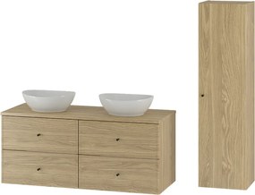 Zestaw do Łazienki 120cm Szafka Blat Umywalka Słupek Słupek Dąb Olejowany Marco