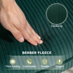 HOMCOM Fotel bujany, Płózki z drewna bukowego, Grube tapicerowanie, Ciemnozielony, do 120 kg