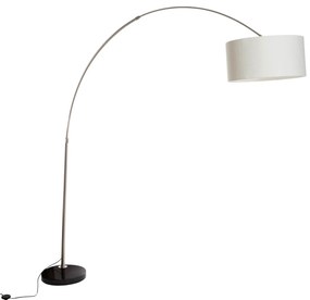 Luk Stalowa lampa łukowa z białym abażurem 50 cm - XXL Nowoczesny Oswietlenie wewnetrzne
