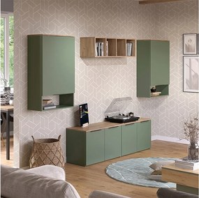 Ściana w salonie zielony 80x40x50 wido