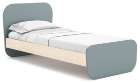 Łóżko dziecięce w dekorze sosny ze stelażem 90x190 cm w naturalnym kolorze/szarozielone Esteban – Marckeric