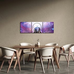 Obraz - Łączenie się z wszechświatem (z zegarem) (90x30 cm)
