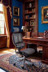 Ergonomiczny obrotowy szary fotel regulowany z zagłówkiem do 150 kg M3-C73