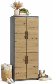 Duży regał zamykany dąb artisan + antracyt H3-N88