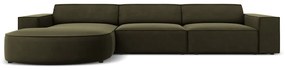 Zielony aksamitny narożnik (lewostronny) Jodie − Micadoni Home