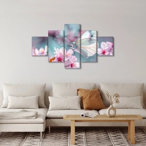 Obraz - Motyl na drzewie wiśni (125x70 cm)