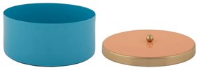 Niebieski metalowy pojemnik dekoracyjny ø 16x6 cm Double Funky – PT LIVING