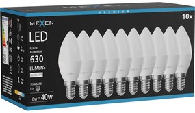 Mexen Nova 10x żarówka LED E14, C37, 6W, Neutralna - 4000K, 630 lm - L102-E14-0640-01x10