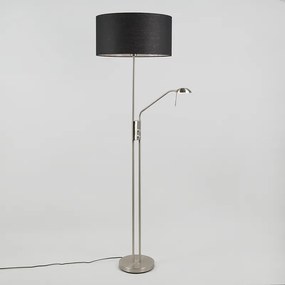 Lampa stojąca ze stali i czarna z regulowanym ramieniem do czytania - Luxor Nowoczesny Oswietlenie wewnetrzne