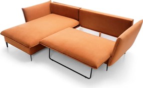 Masseno Narożnik SOLE z funkcją spania i pojemnikiem na pościel Narozniki L, Rozkładana sofa - Ceglasty, MAGIC VELVET 2213