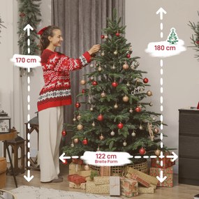 HOMCOM Sztuczna choinka z realistycznymi gałęziami, jodła ze składanym stojakiem, ognioodporna, tworzywo sztuczne, metal, zielony | Aosom PL