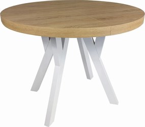 Stół okrągły rozkładany Ø 90/190 dąb słoneczny + białe nogi