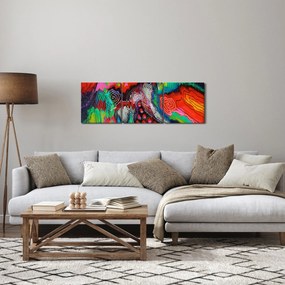 Abstrakcyjny obraz - kolory (z zegarem) (90x30 cm)