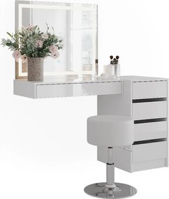 Stół do toalety biały/biały wysoki połysk 120x50.1x76 sherry