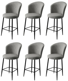 Zestaw krzeseł barowych Fora Grey and Black, 6 szt., 6 szt.