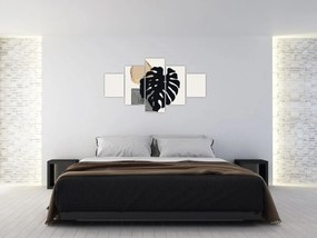 Obraz - Abstrakcja z tropikalnymi liśćmi N⁰2 (125x70 cm)