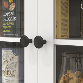 HOMCOM Biała szafka kuchenna wolnostojąca z blatem na mikrofalówkę i ekspres do kawy drzwi szklane | Aosom PL