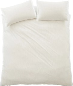 Kremowa pościel dwuosobowa z perkalu bawełnianego 3-częściowa 200x200 cm Seersucker Woven Stripe – Bianca