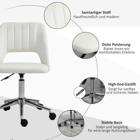 Vinsetto Krzesło Biurowe Obrotowe Kształt Muszli Pielgrzyma Regulowane Aksamitnopodobny Poliester Beżowe | Aosom PL