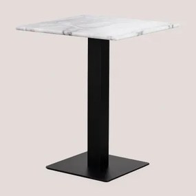 Kwadratowy Stolik Barowy Z Marmuru Livanto Biały Marmur & ↔︎ 60 Cm & Czarny - Sklum