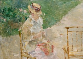 Obraz na szkle - Berthe Morisot, Young Woman Knitting, reprodukcje (70x50 cm)