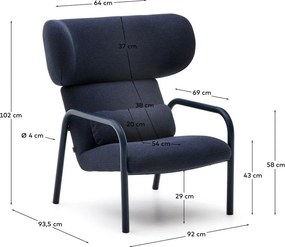 Ciemnoniebieski fotel Inari – Kave Home