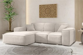 Narożnik w kształcie L SIENA, tkanina Poso, Beżowy, Lewy